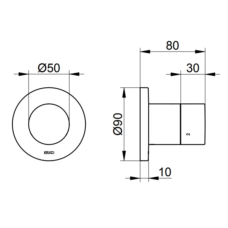 KE 3-Wege Umstellventil IXMO Pure 59548, rund, Nickel gebürstet