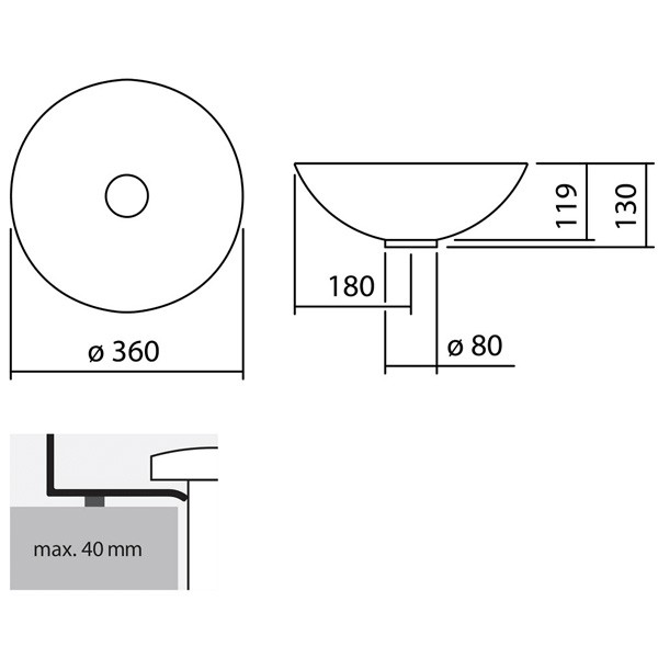 Alape Schalenbecken K360.GS 3501000 Weiß