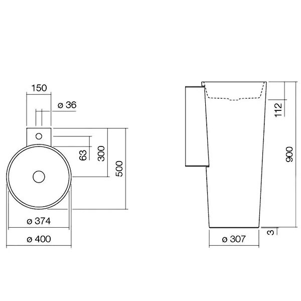 Alape Scopio Waschtisch RX400H.CO 4507800 Weiß