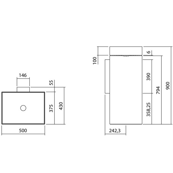 Alape Waschtisch RX500.ME 4700500 Weiß