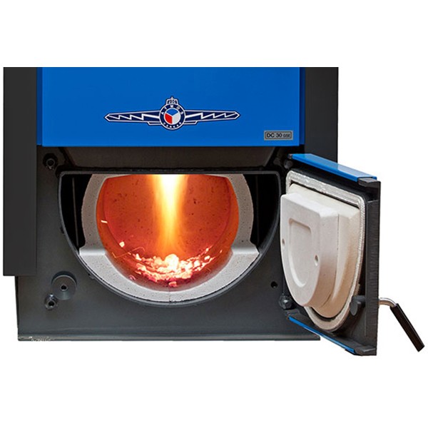 Atmos Holzvergaserkessel DC 18 GSE mit Saugzuggebläse, förderfähig, 23 KW