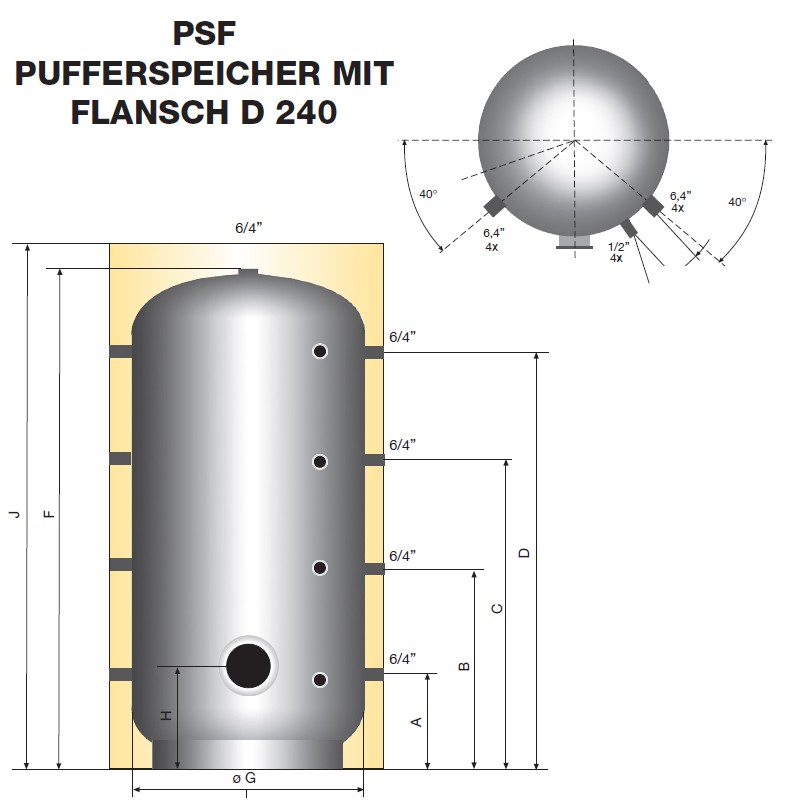 Austria Email Pufferspeicher PSF-1000 - Mit Isolierung Mit Flansch