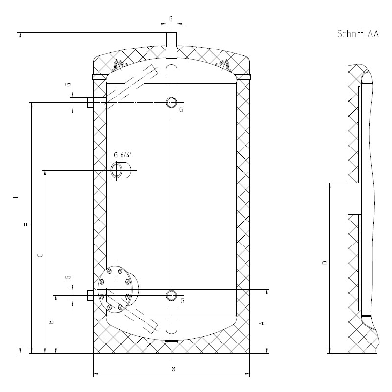 AUSTRIA EMAIL Wärmepumpen-Kältepufferspeicher WPPS 130L Stahlblechmantel silbergrau, H742xØ670