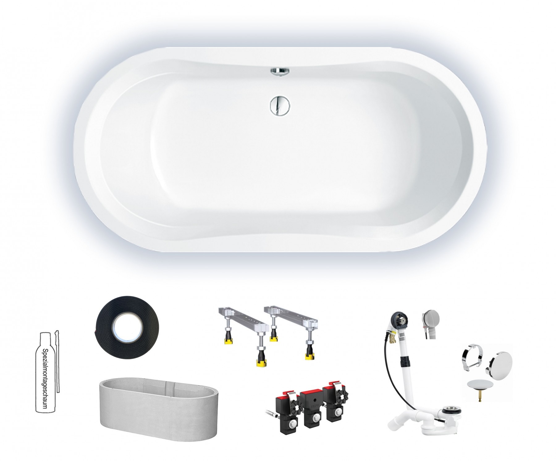 Badewanne Plutos 180/90 180x90x46 Oval-Badewanne