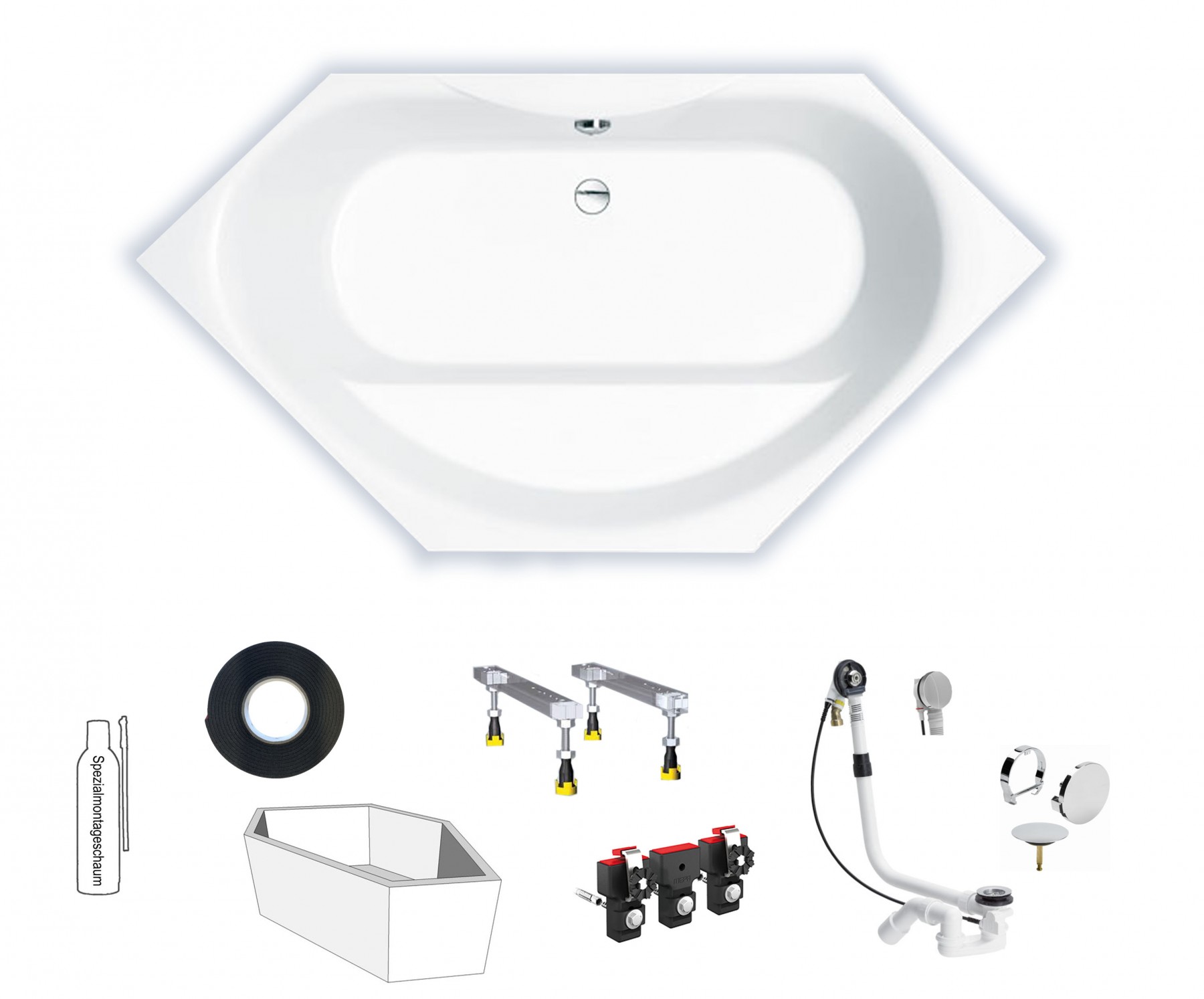 Badewanne Sika 145 OE 145x145x50 Eckwanne