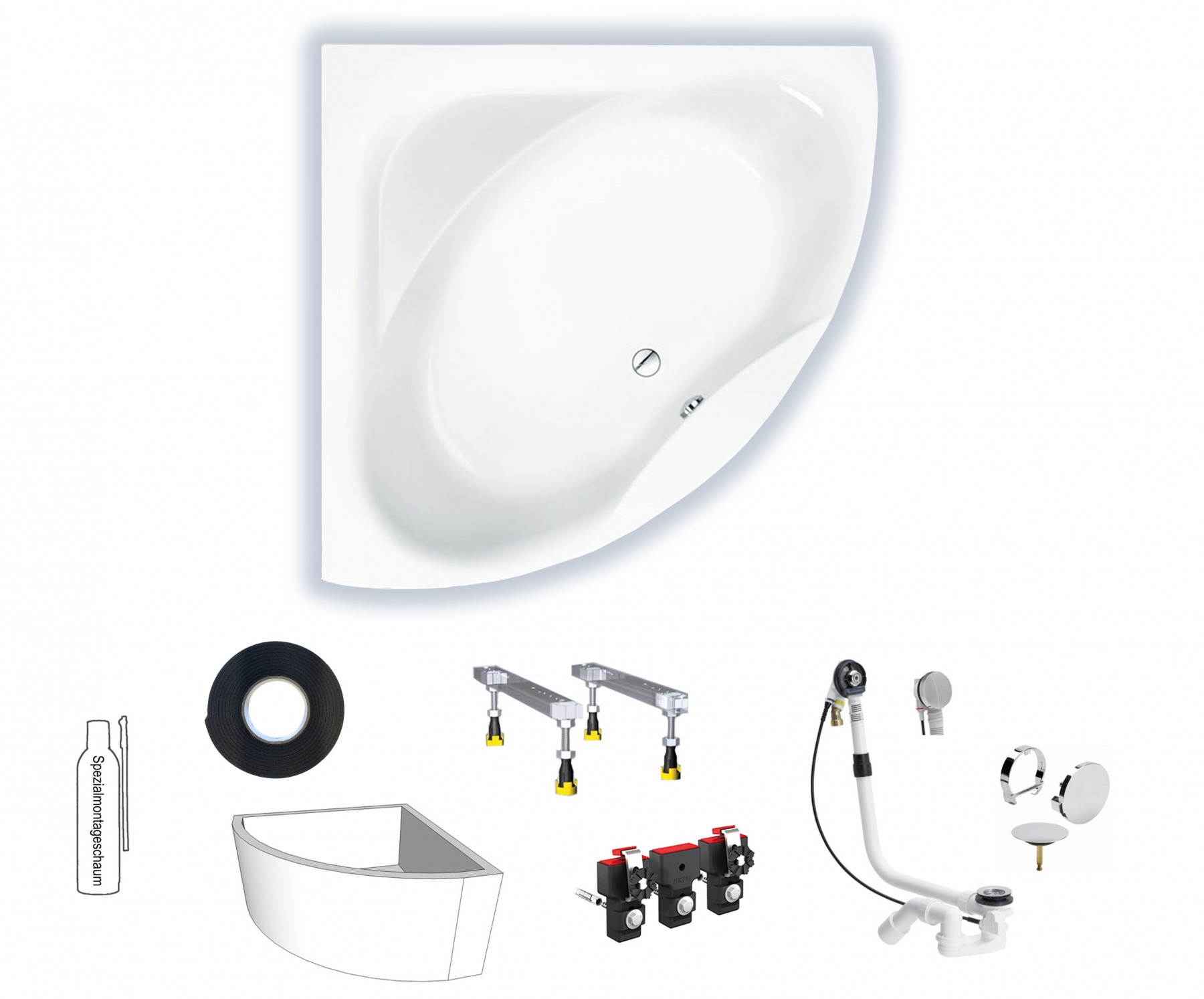 Badewanne Tauern 150 150x150x46 Eckwanne