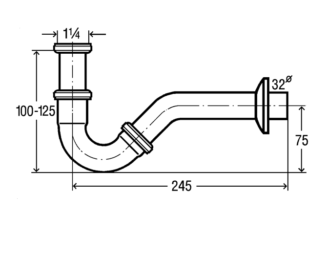 Bidetsiphon 5535 in G1 1/4 x G1 1/4 Messing verchromt