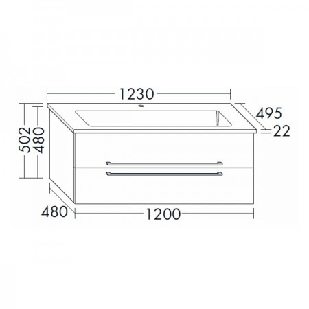 Burgbad Bel Keramik-Waschtisch+Unterschrank 1230 PG2  