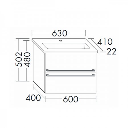 Burgbad Bel Keramik-Waschtisch+Unterschrank 630 PG2  