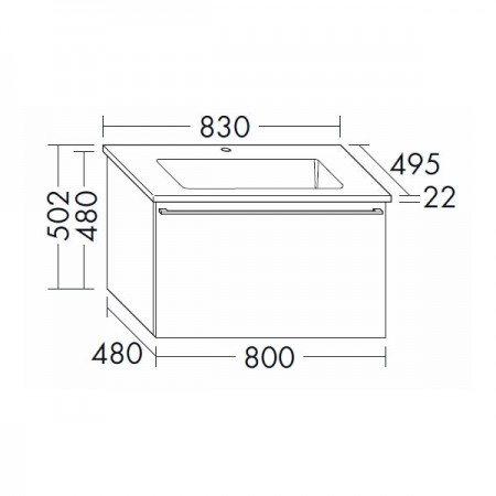 Burgbad Bel Keramik-Waschtisch+Unterschrank 830 PG2  