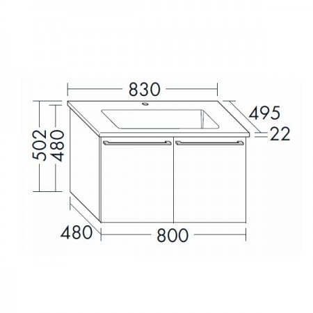 Burgbad Bel Keramik-Waschtisch+Unterschrank 830 PG4  