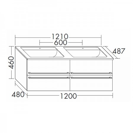 Burgbad Bel Mineralguss-Doppel-WT+Unterschrank 1210 PG2  