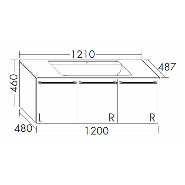 Burgbad Bel Mineralguss-Waschtisch+Unterschrank 1210 PG2  