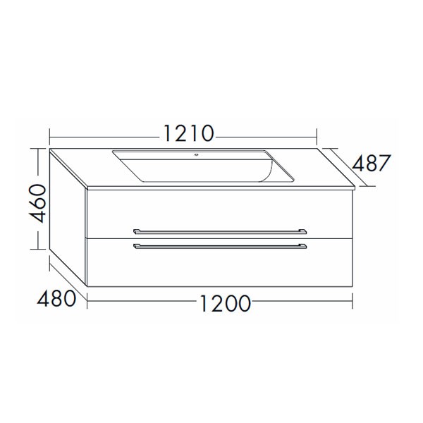 Burgbad Bel Mineralguss-Waschtisch+Unterschrank 1210 PG2  