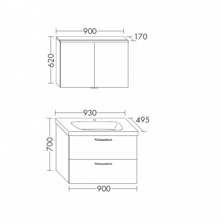 Burgbad Teno - for me Set 2.1 Spiegelschrank 930  