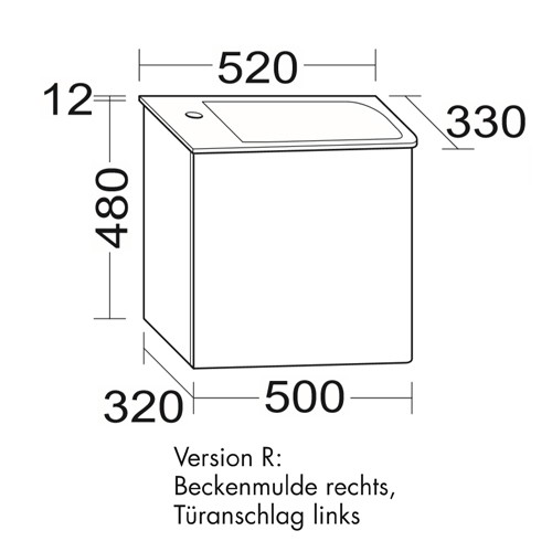 Burgbad Badu Gästebad Mineralguss-Waschtisch inkl. Waschtischunterschrank 520 mm (SFUM052)
