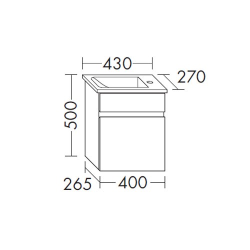 Burgbad Bel Gästebad Keramik-Waschtisch inkl. Waschtischunterschrank 430 PG1 (SFAA043)