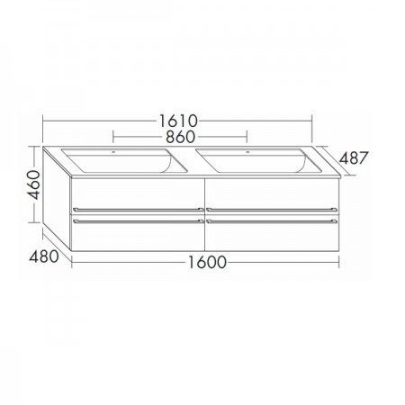 Burgbad Bel Mineralguss-Doppel-WT+Unterschrank 1610 PG2  