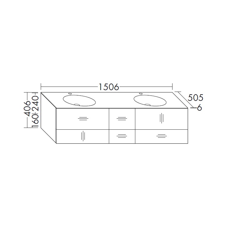 Burgbad Coco Mineralguss-Waschtisch inkl. Waschtischunterschrank 1500 (SFHR150) PG2