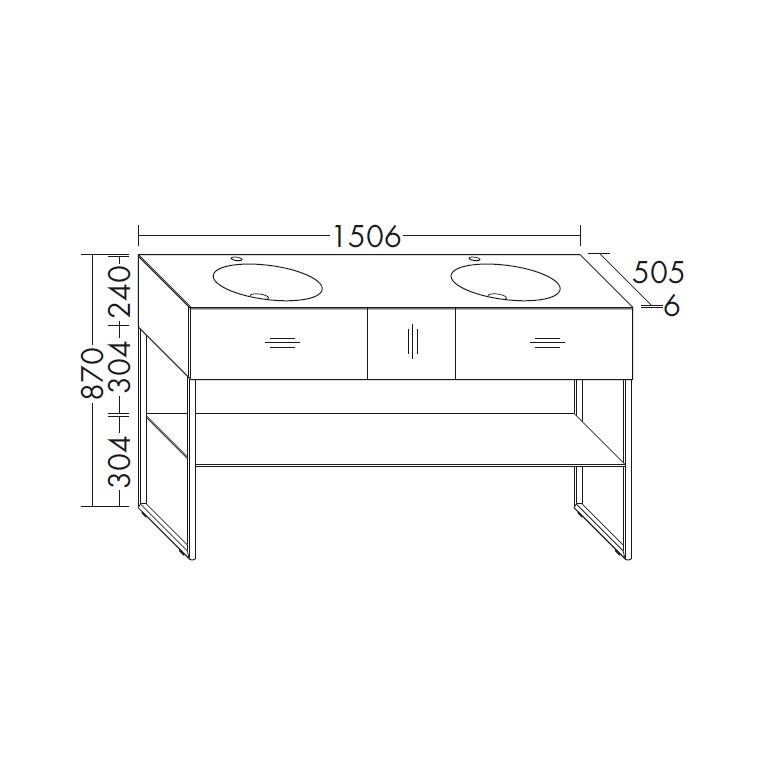 Burgbad Coco Mineralguss-Waschtisch+Waschtischunterschrank (SFHQ150) PG2