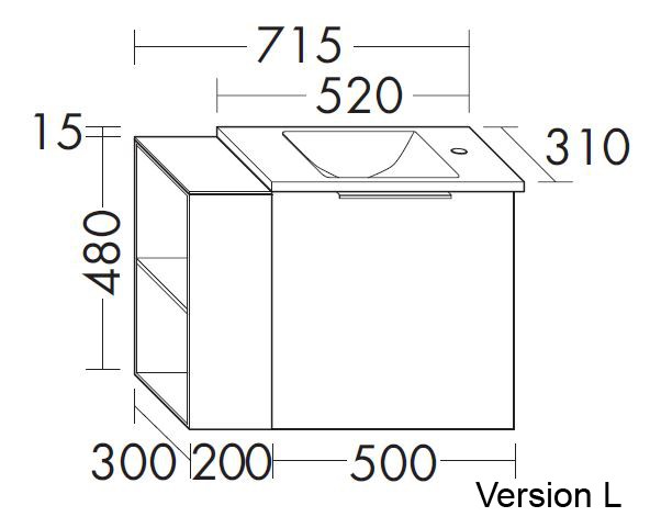 Burgbad Eqio Gästebad Glas-Waschtisch inkl. Waschtischunterschrank 710 (SFPH071)