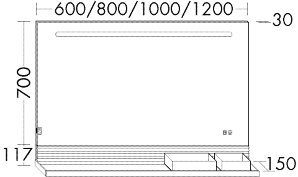 Burgbad Fiumo Spiegel/Leuchtspiegel 1000 mit horizontaler LED-Beleuchtung (SFXP100)