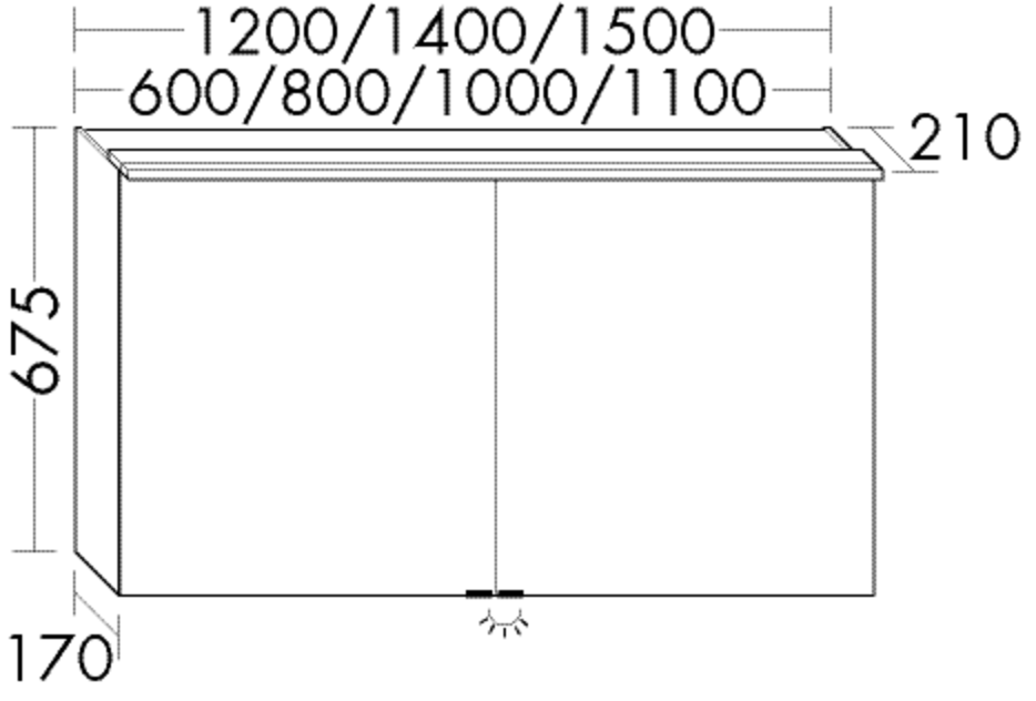 Burgbad Fiumo Spiegelschrank 1210 mit horizontaler LED-Beleuchtung(SPIZ121)