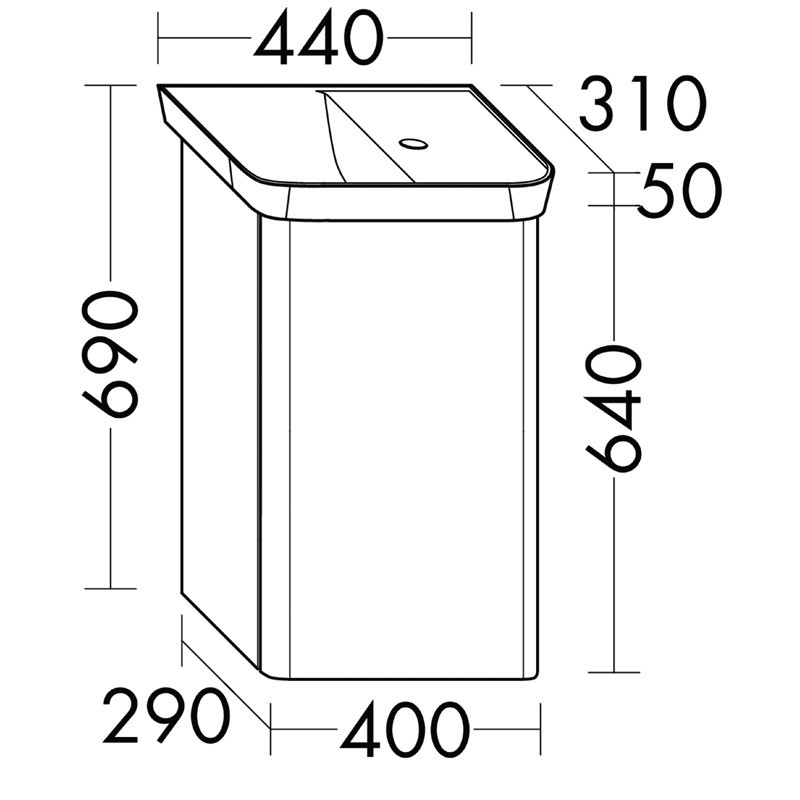Burgbad Iveo Gäste Bad Mineralguss-Waschtisch inkl. Waschtischunterschrank 440 (SFFZ044)