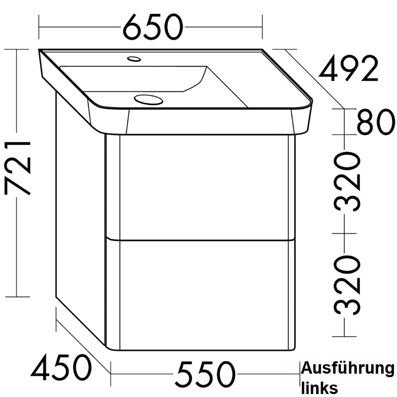 Burgbad Iveo Mineralguss-Waschtisch inkl. Waschtischunterschrank (SFEO065)