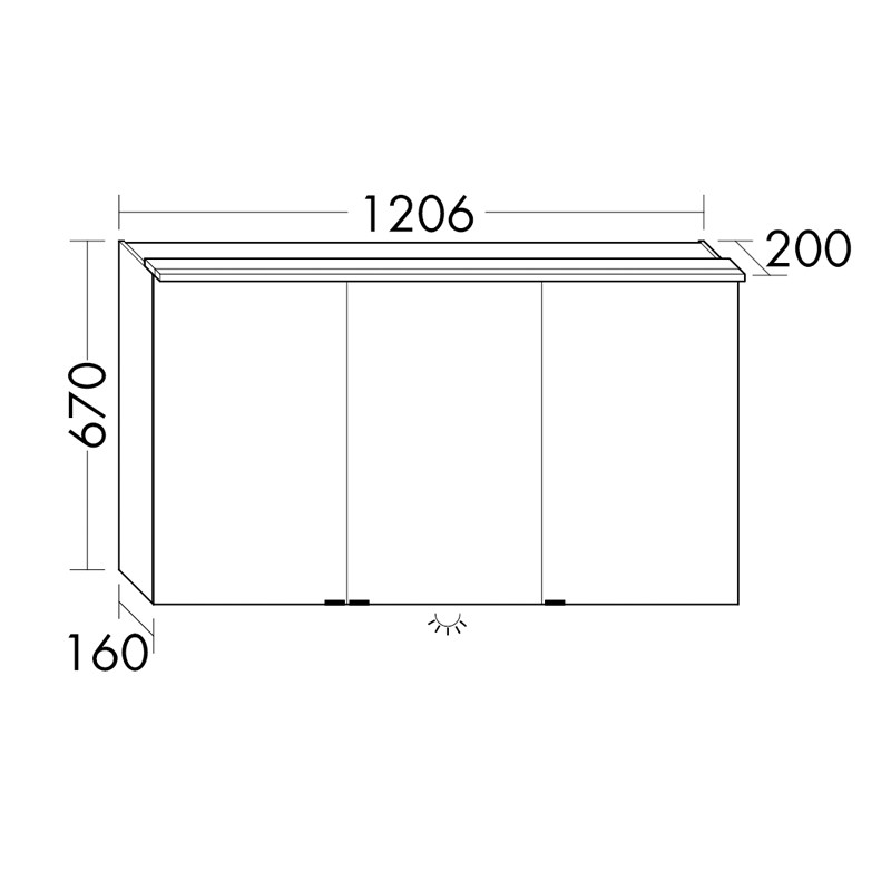 Burgbad Junit Spiegelschrank 1200 mit horizontaler LED-Aufsatzleuchte und Waschplatzbeleuchtung (SPIZ120)