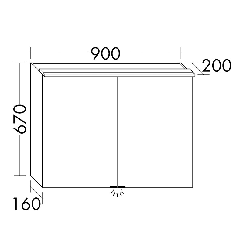 Burgbad Junit Spiegelschrank 900 mit horizontaler LED-Aufsatzleuchte und Waschplatzbeleuchtung (SPIZ090)