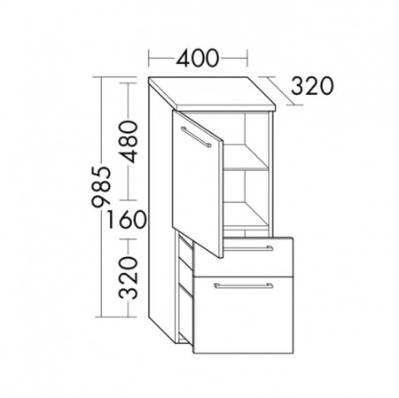 Burgbad kama Crono Halbh. Schrank PG1 985 mm Crono Matt