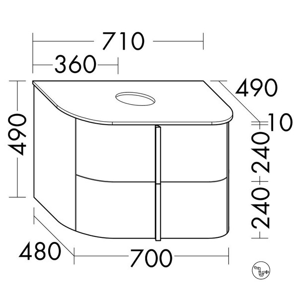 Burgbad Lavo 2.0 Waschtischunterschrank inkl. Konsolenplatte passend zu Aufsatzwaschtisch(SFZV071)