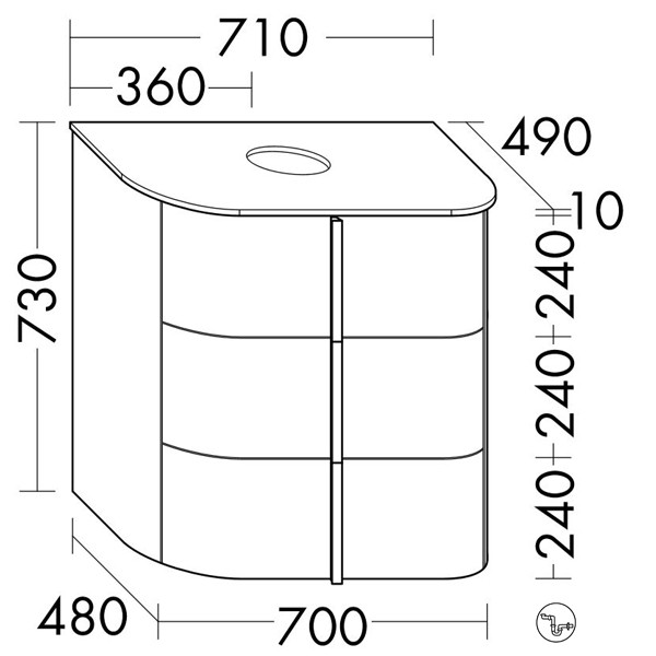 Burgbad Lavo 2.0 Waschtischunterschrank inkl. Konsolenplatte passend zu Aufsatzwaschtisch(SFZW071)