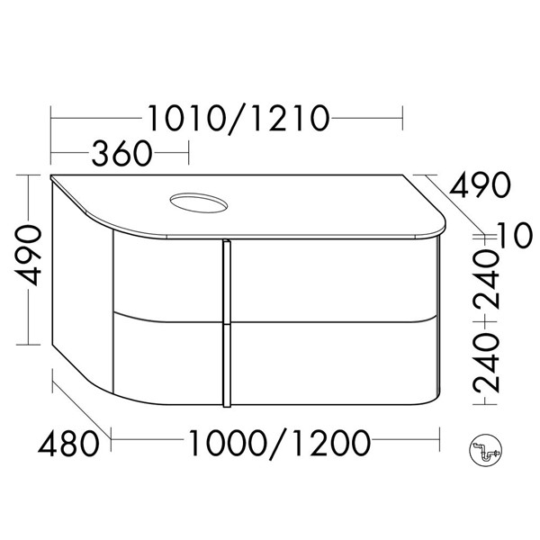 Burgbad Lavo 2.0 Waschtischunterschrank inkl. Konsolenplatte passend zu Aufsatzwaschtisch(SFZY121)