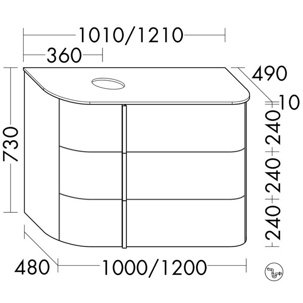 Burgbad Lavo 2.0 Waschtischunterschrank inkl. Konsolenplatte passend zu Aufsatzwaschtisch(SFZZ101) 