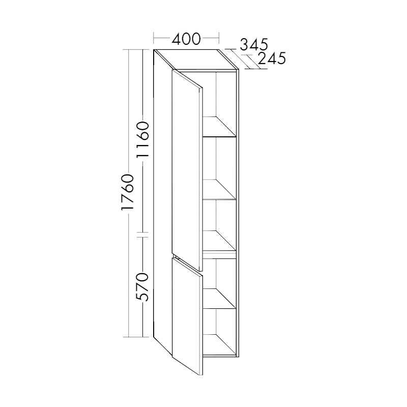 Burgbad Lin20 Hochschrank (HSPD040) PG2 Acrylfront/Mehrfachlackierung Matt