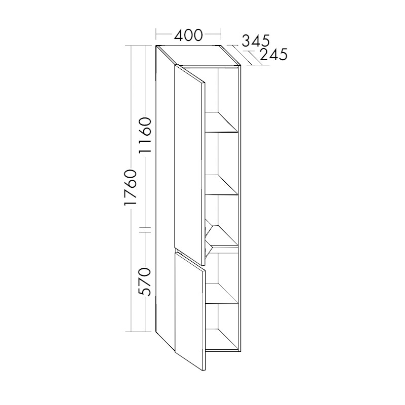 Burgbad Lin20 Hochschrank (HSPF040) PG2 Acrylfront/Mehrfachlackierung Matt