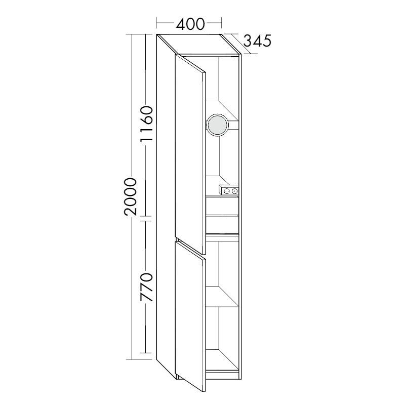 Burgbad Lin20 Hochschrank (HSPN040) PG2 Acrylfront/Mehrfachlackierung Matt