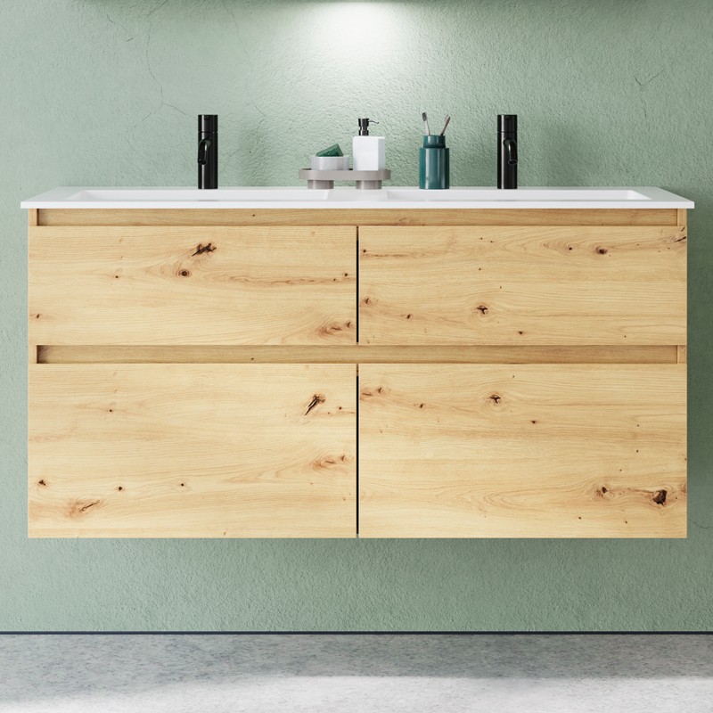 Burgbad Lin20 Mineralguss-Doppelwaschtisch inkl. Waschtischunterschrank 122 (SGIB122) PG1 Melamin; weitere Größen: 142 cm, 162 cm