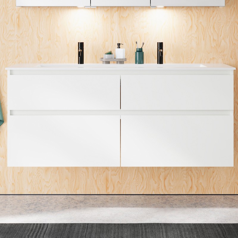 Burgbad Lin20 Mineralguss-Waschtisch inkl. Waschtischunterschrank 142 (SGIW142) PG3 Mehrfachlackierung HGL