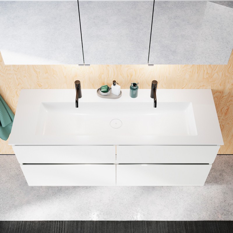 Burgbad Lin20 Mineralguss-Waschtisch inkl. Waschtischunterschrank 142 (SGIW142) PG3 Mehrfachlackierung HGL