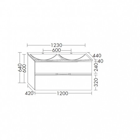 Burgbad Orell Mineralguss-Waschtisch+Unterschrank 1230 PG1  