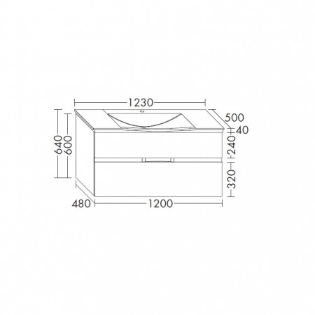 Burgbad Orell Mineralguss-Waschtisch+Unterschrank 1230 PG1  