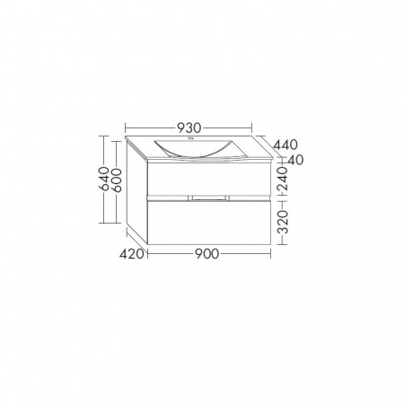 Burgbad Orell Mineralguss-Waschtisch+Unterschrank 930 PG2  