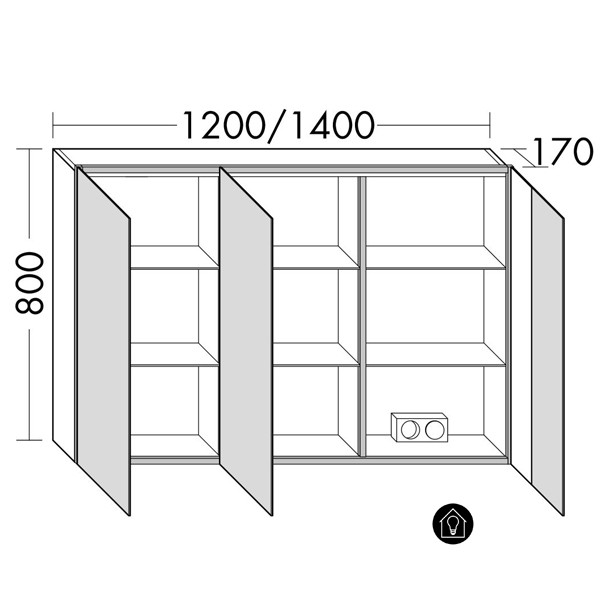 Burgbad rl30 Room Light Spiegelschrank mit indirekter LED-Beleuchtung oben und unten(SPLN140)