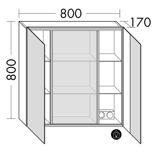 Burgbad rl30 Room Light Spiegelschrank mit indirekter LED-Beleuchtung oben und unten(SPLP080)