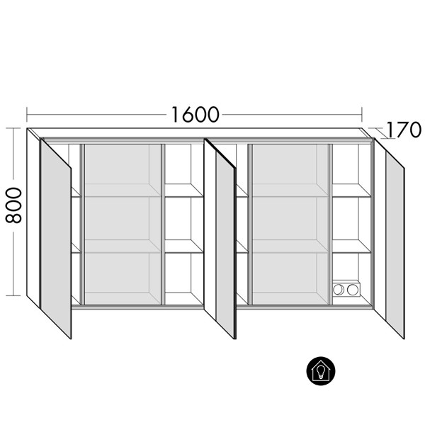 Burgbad rl30 Room Light Spiegelschrank mit indirekter LED-Beleuchtung oben und unten(SPLP160)