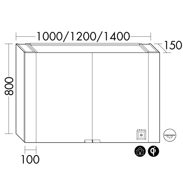 Burgbad rl40 Room Light Spiegelschrank mit LED-Flächenbeleuchtung und Lichtsteuerung inkl. Deckenbeleuchtung(SPOR100)(Typ-Nr. alt: SS268) PG2