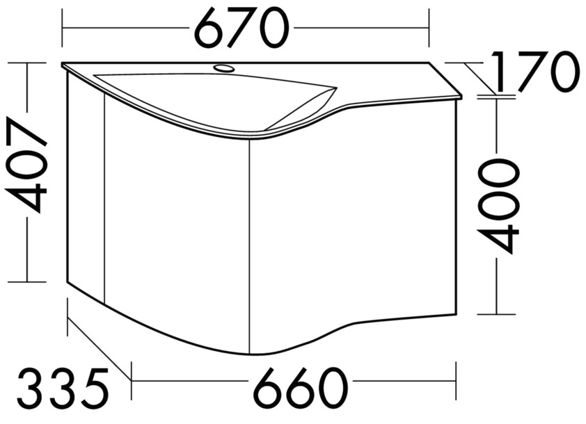 Burgbad Sinea 2.0 Gästebad Mineralguss-Waschtisch inkl. Waschtischunterschrank 670 PG2 (SFHB06T)